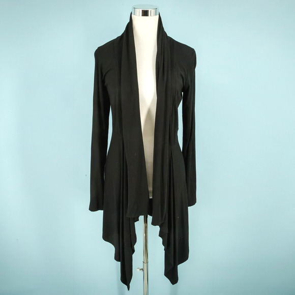 Cut Loose Size Medium M Black Draped Open Front Long Artsy Cardigan Sweater - Picture 1 of 6
